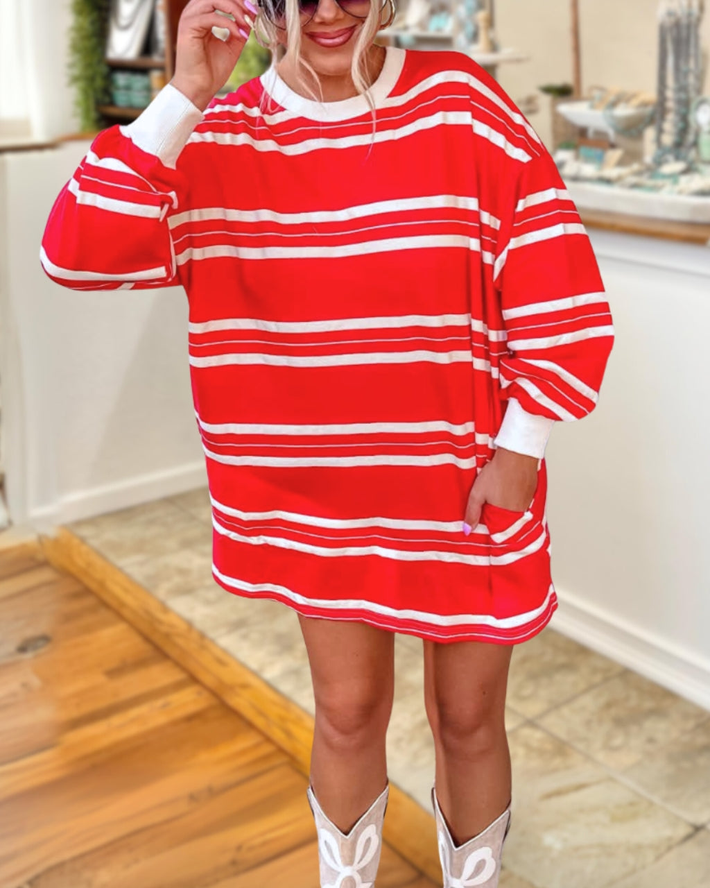 Casual Loose Striped Pocket Dress