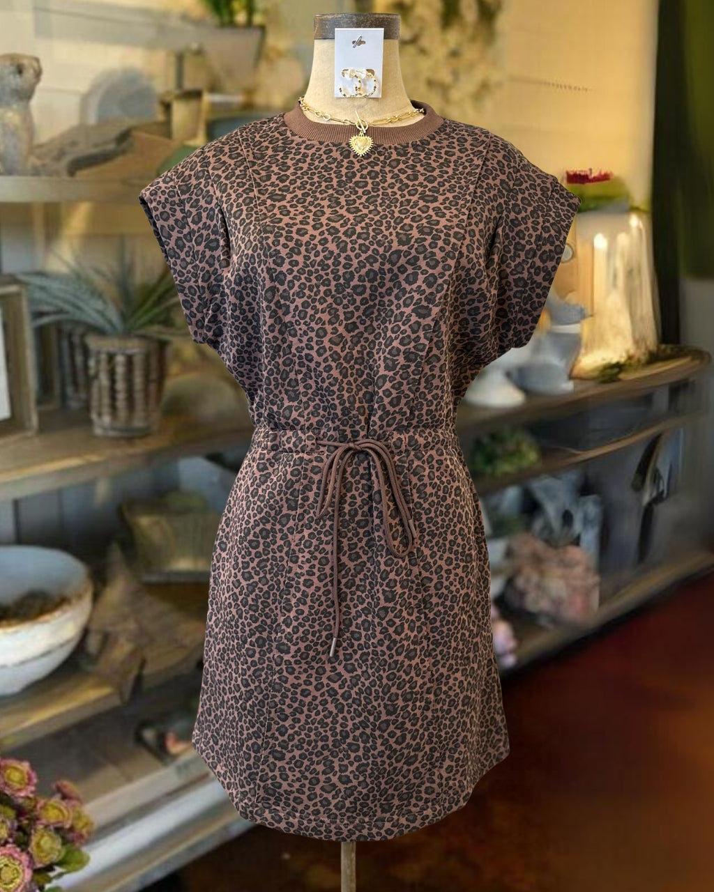 Trendy Leopard Washed Mini Dress