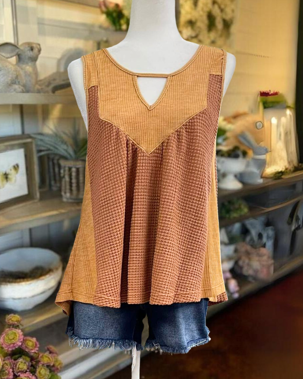 Waffle Weave Ribbed Vest