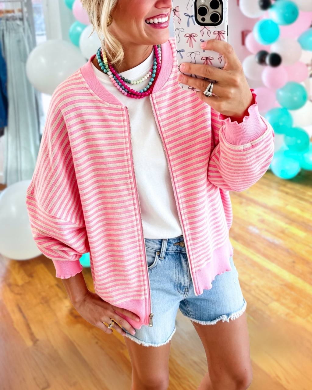 Relaxed Stripe Varsity Jacket
