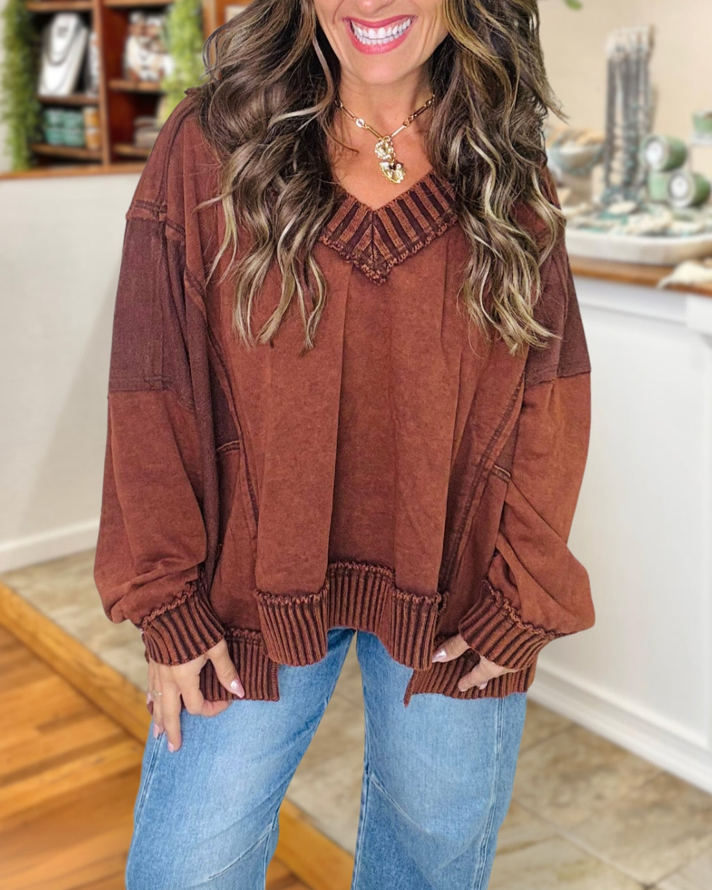 Day Night  V-Neck Sweatshirt