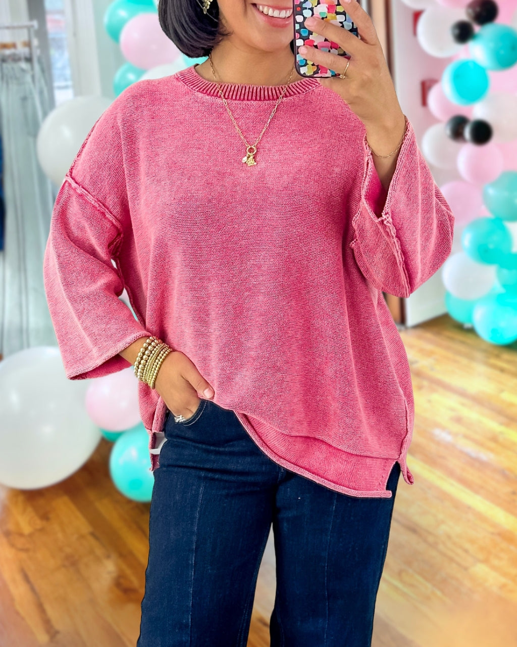 Chic Washed Knit Pullover