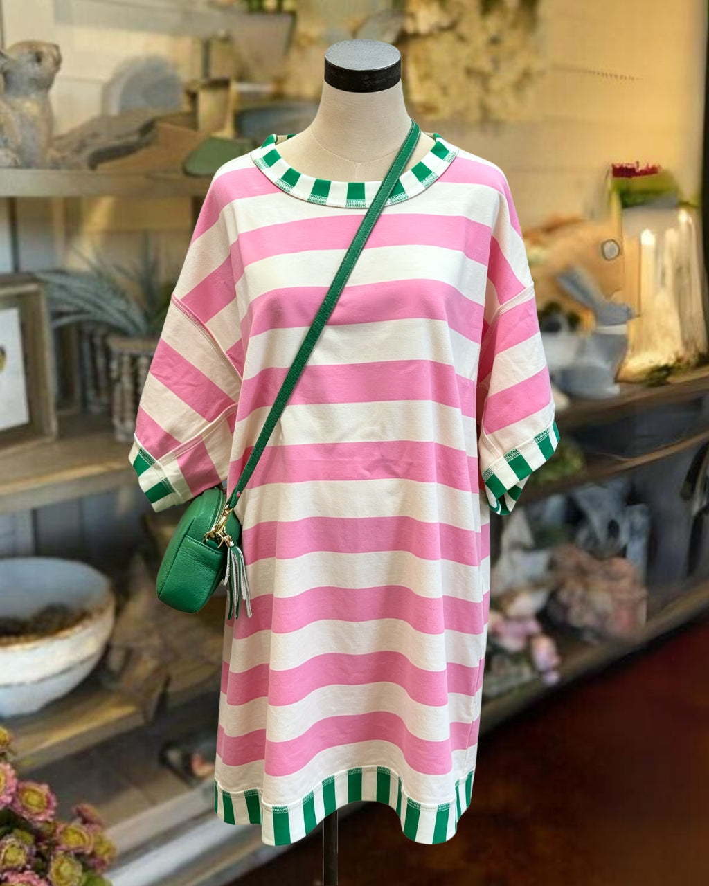 Bold Contrast Trim Stripe Dress