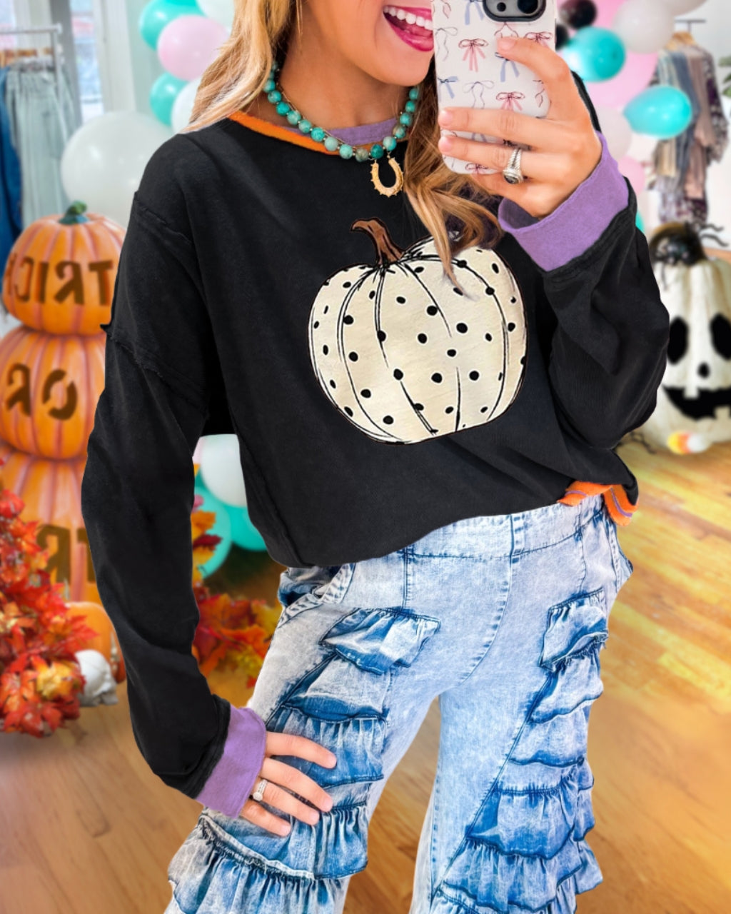 Polka Dot Pumpkin Sweatshirt