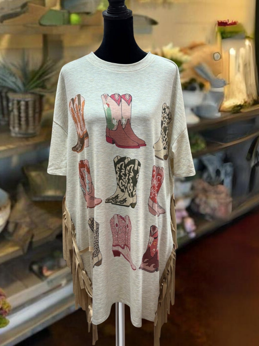 Boot Print Fringe Dress