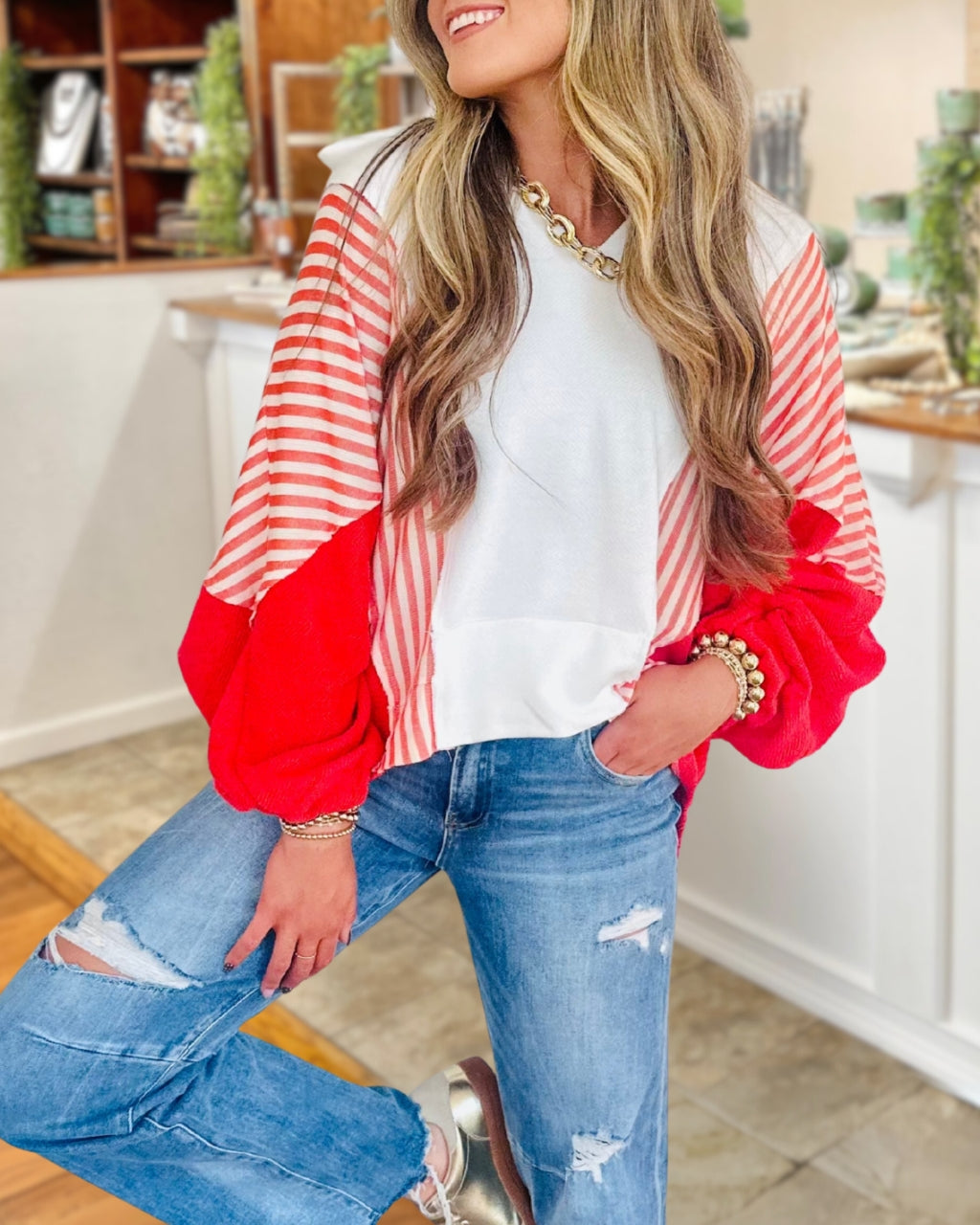Fashionable Stripe Mix Pullover