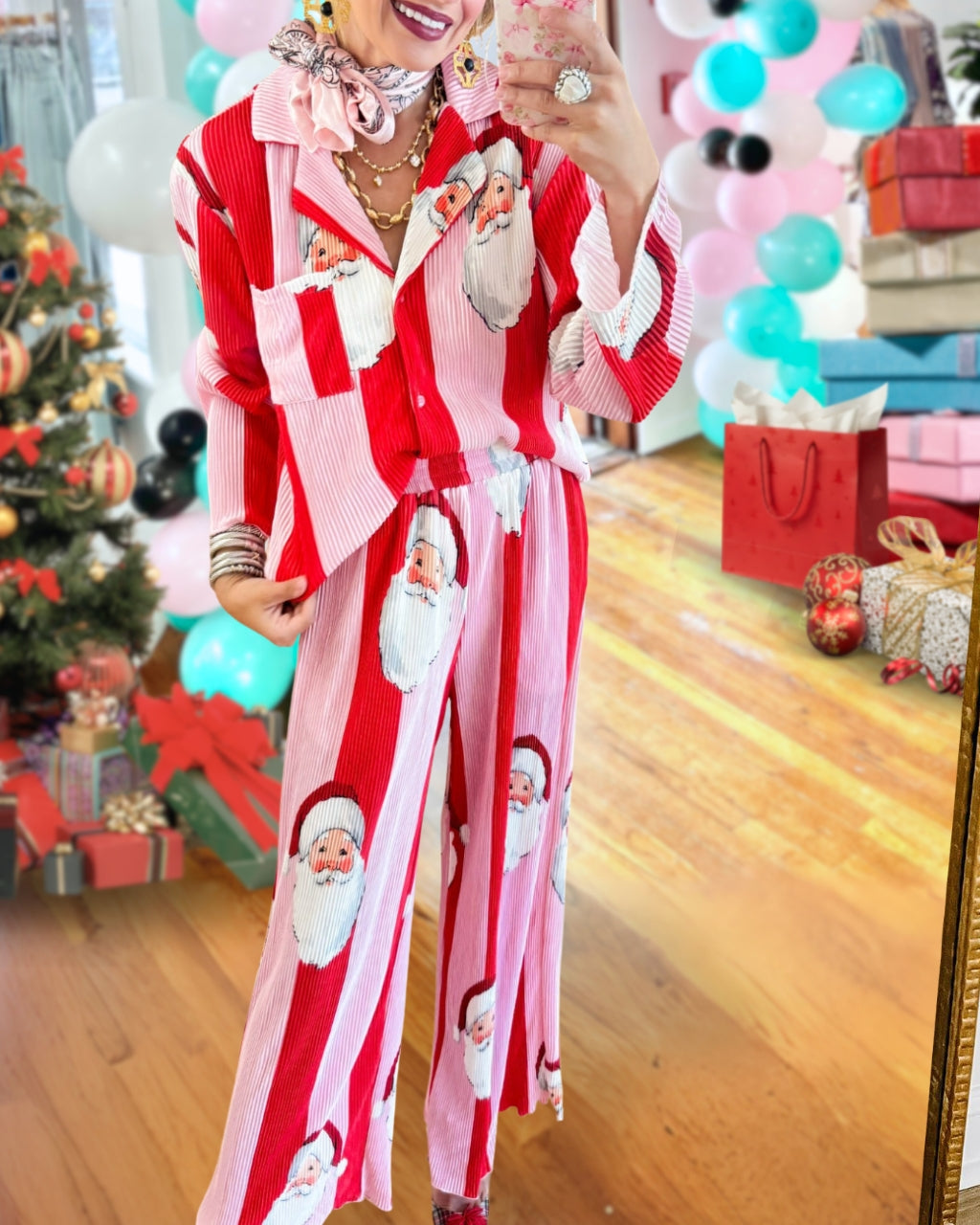 Festive Santa Ribbed Loungewear Set