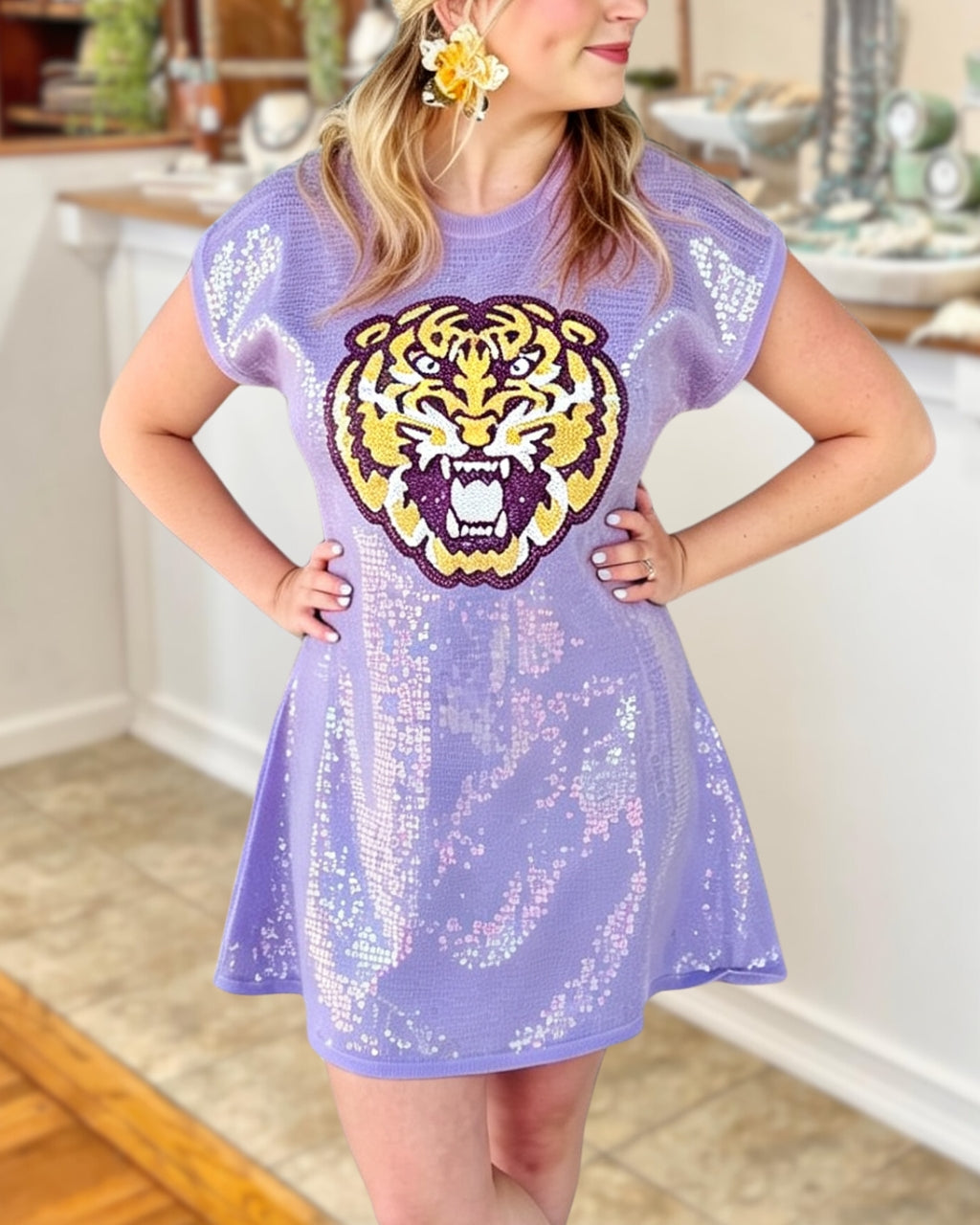 All Over Sequin Tiger Dress