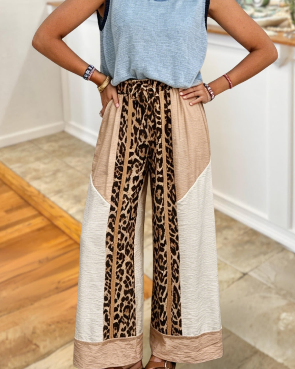 Stylish Leopard Patchwork Pants