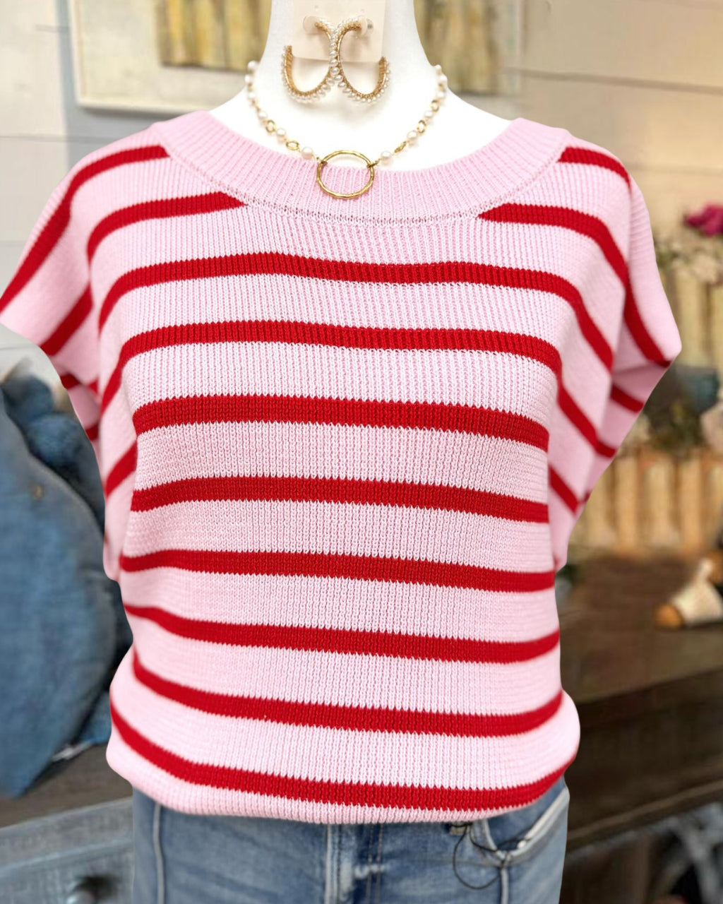 Color-blocked Striped Knit Top