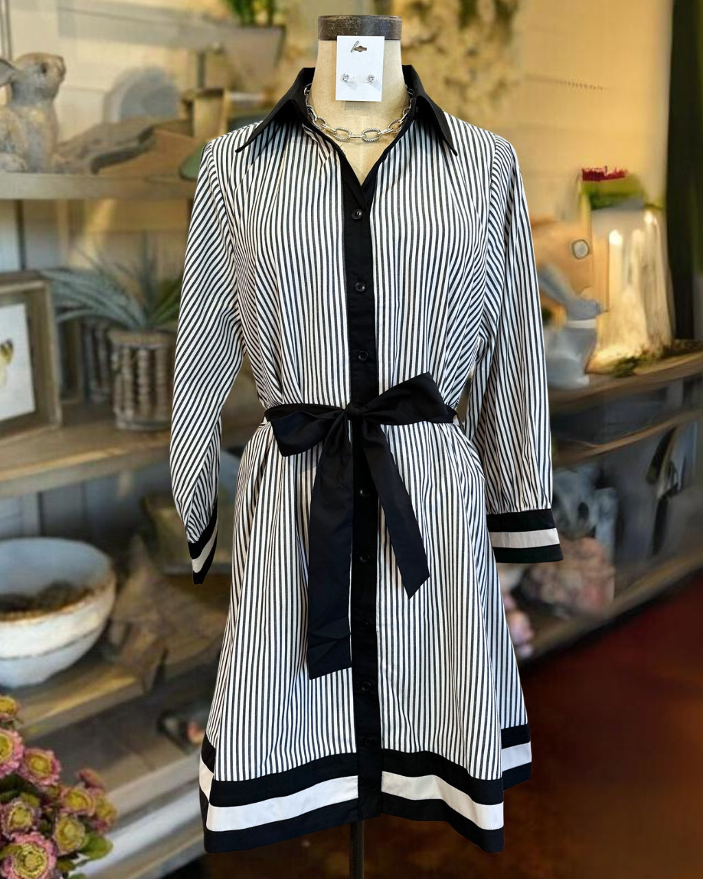Elegant Classic Striped Dress