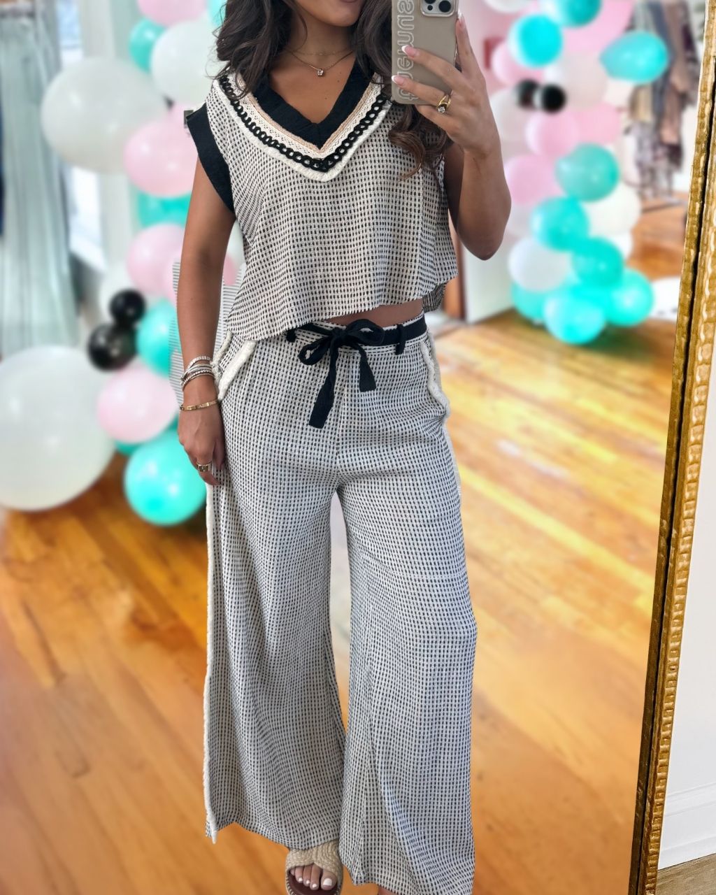 Casual Mesh Texture Sleeveless Set