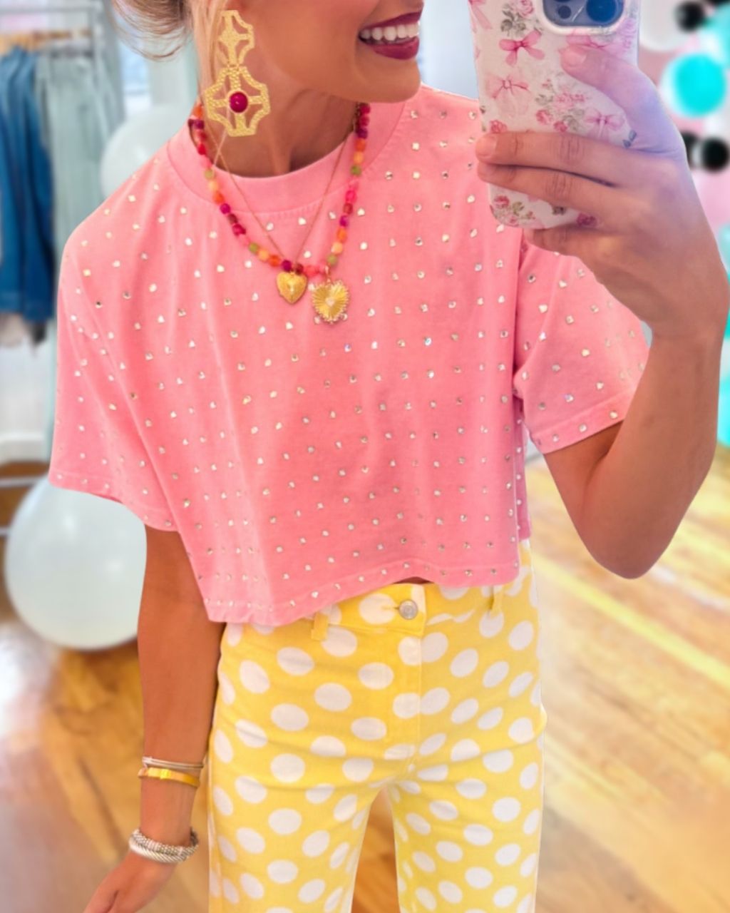 Rhinestone-embellished Crop Top