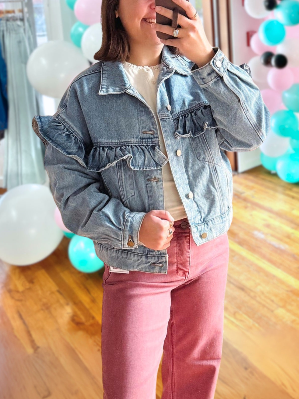 Stylish Ruffled Denim Jacket