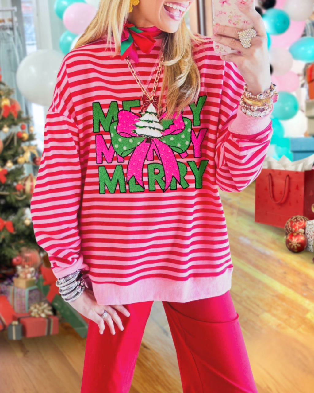3D Puff Embroidery MERRY Sweatshirt