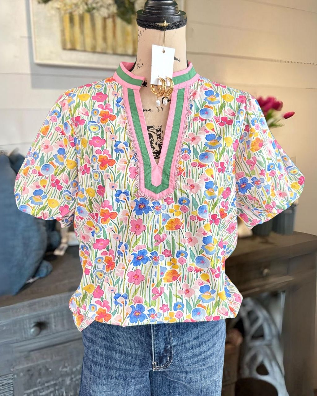 Romantic Garden V-Neck Top