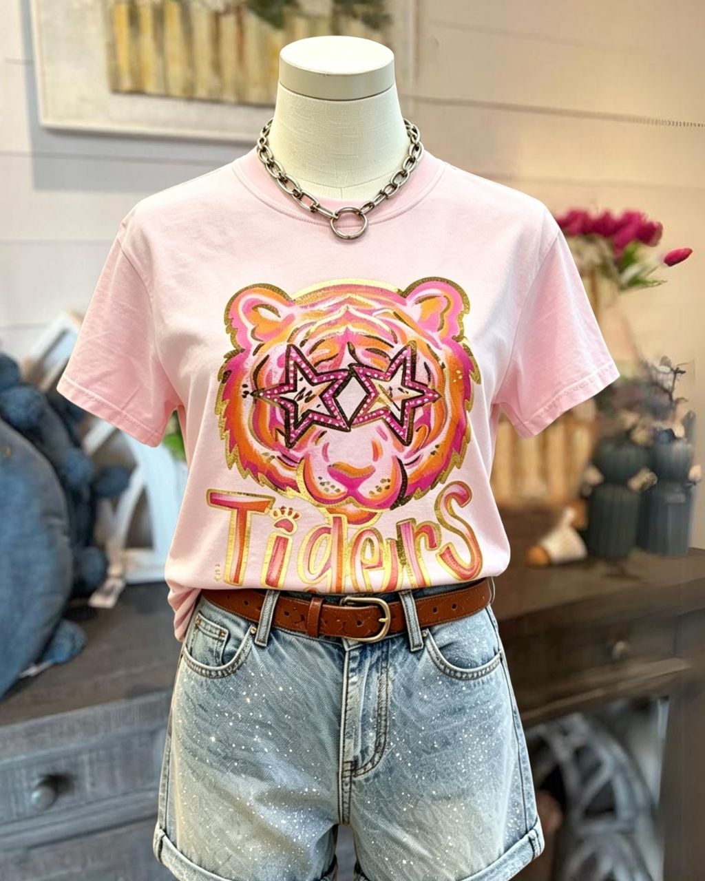 Tiger Starry Eyes Print T-shirt