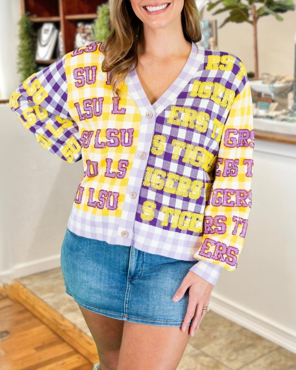 Tiger Game Day Embroidered Sequin Cardigan