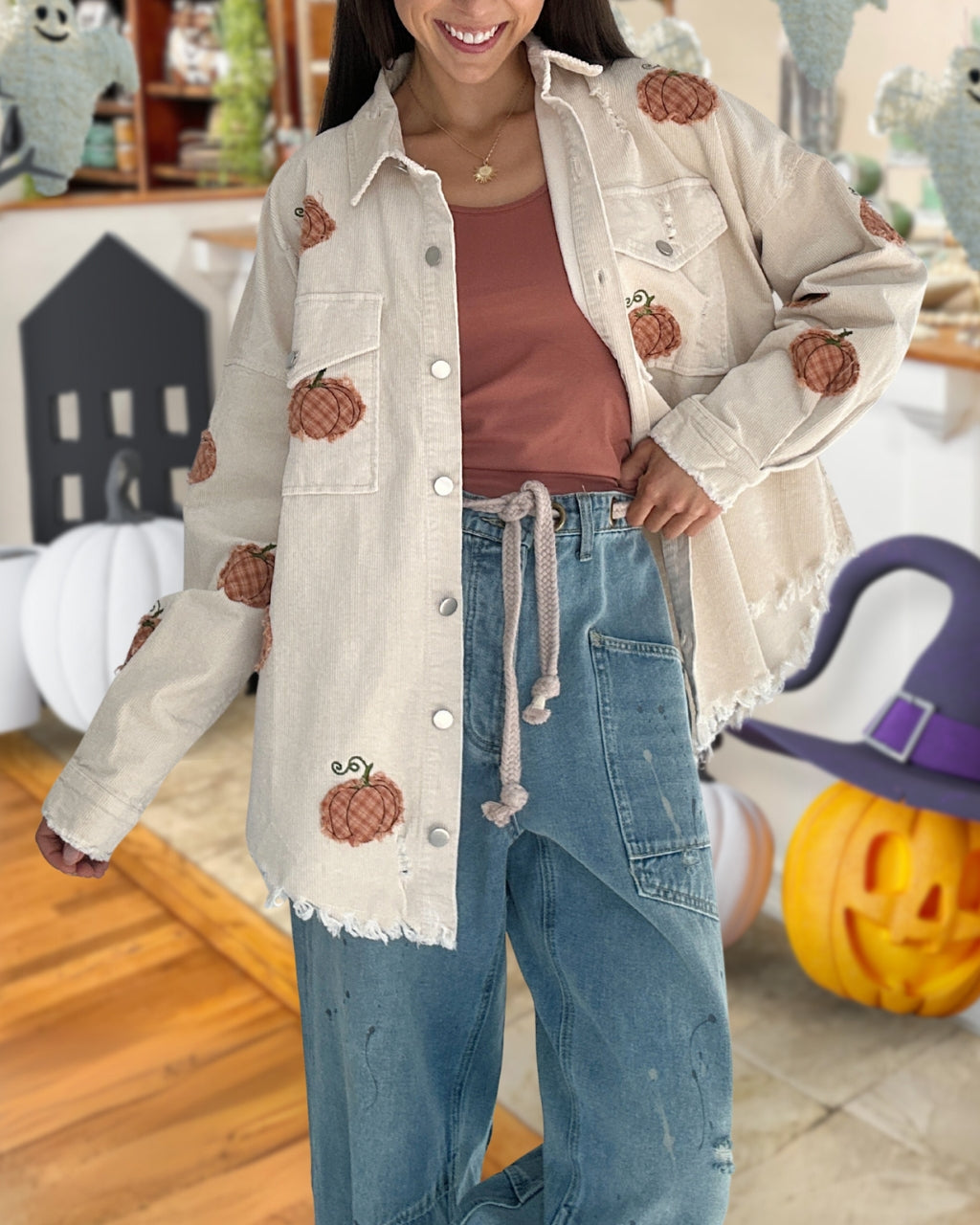 Casual Washed Denim Pumpkin Jacket