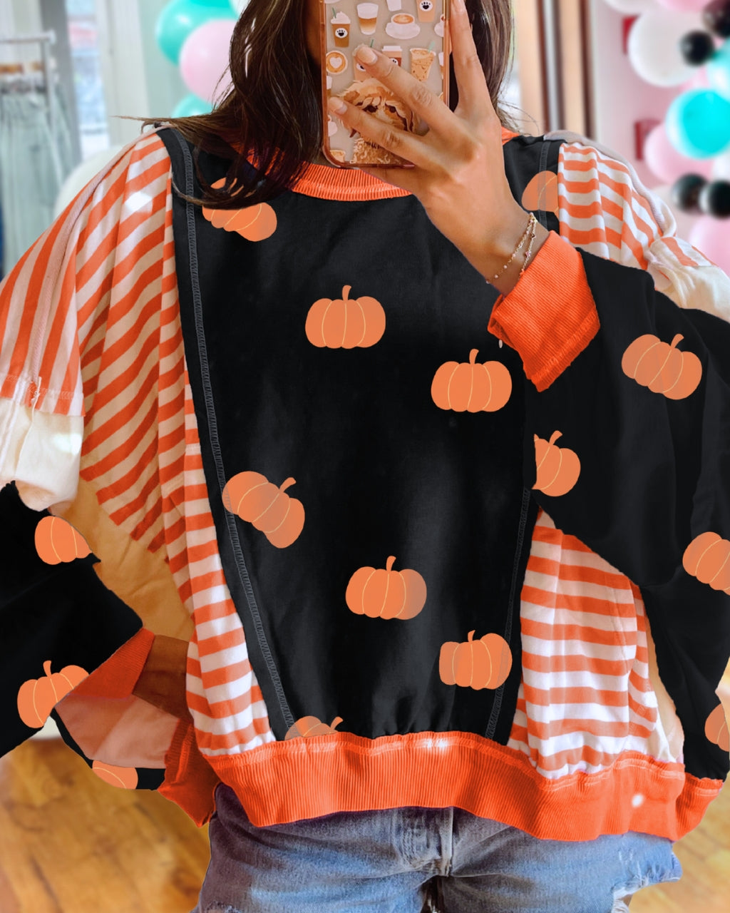 Cool Multi Design Pumpkin Sweatshirt