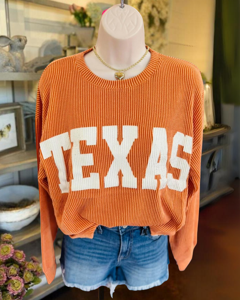 TEXAS Ribbed Crewneck Top