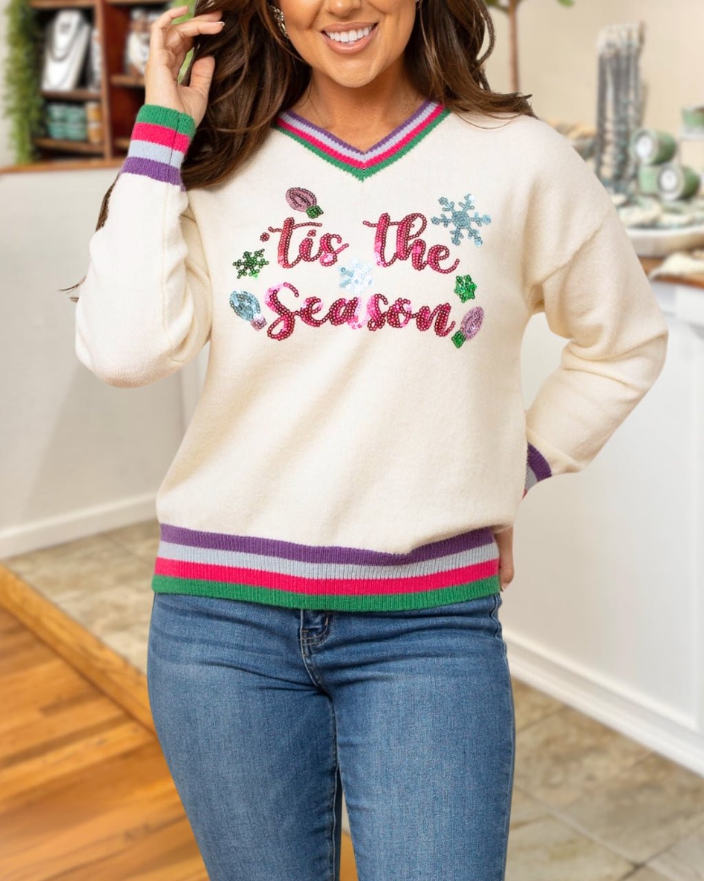 Sequin Tis The Season Pullover