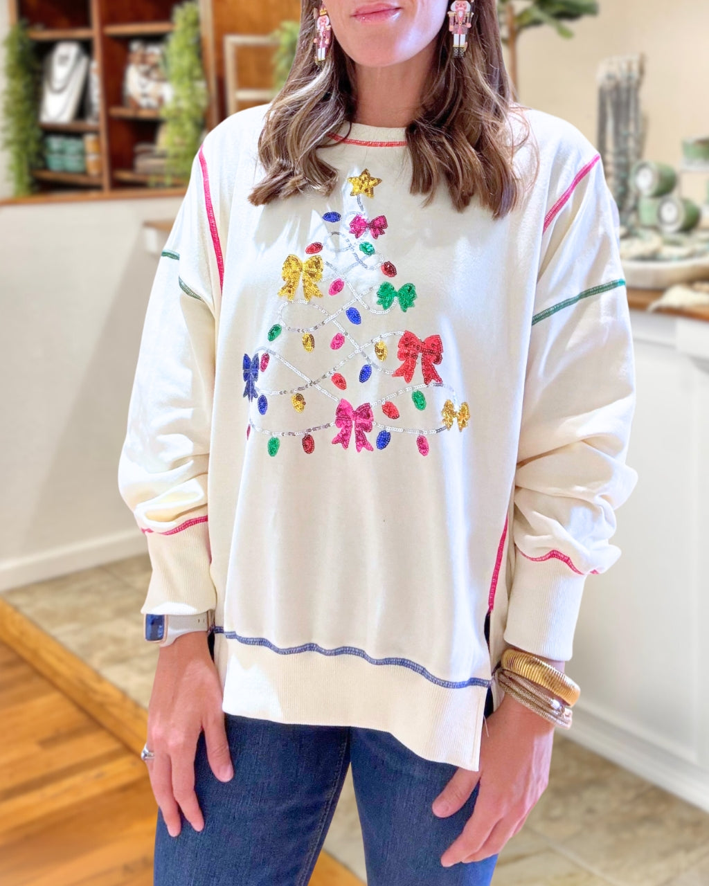 Chic Sparkle Christmas Tree Pullover