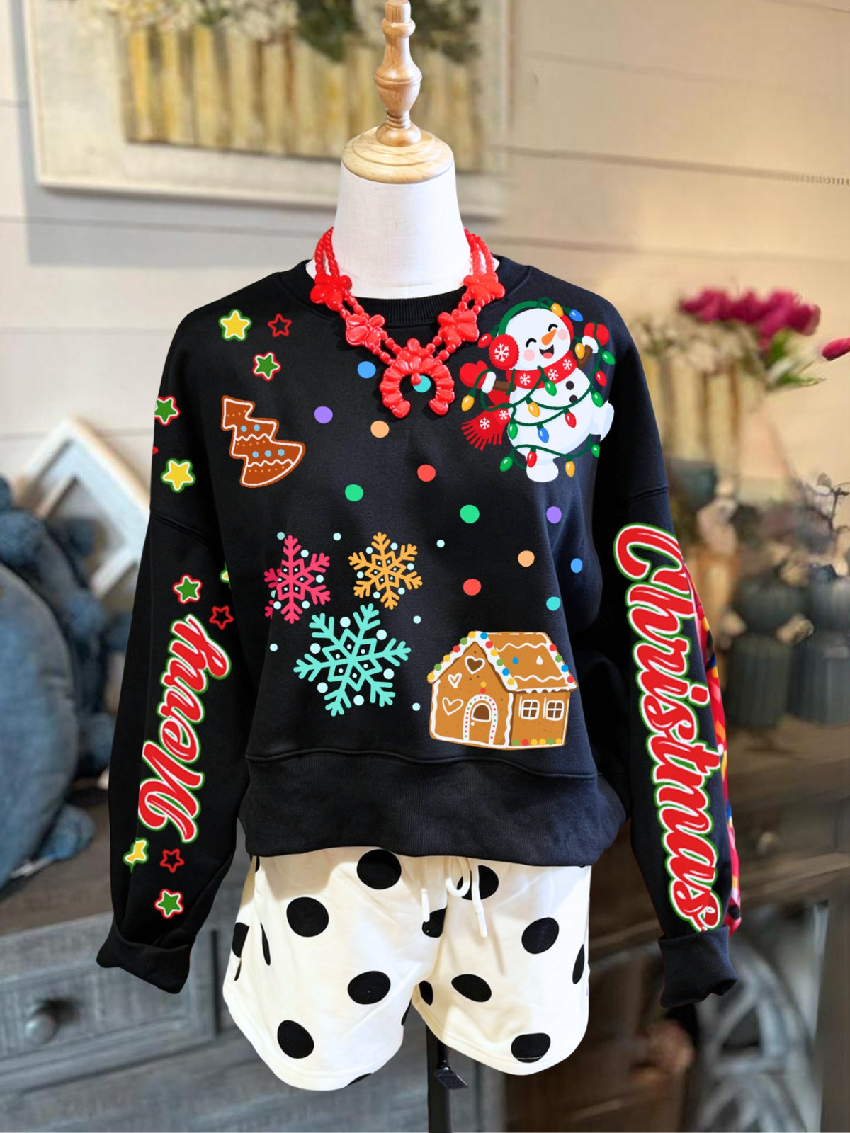 Merry Christmas Print Pullover