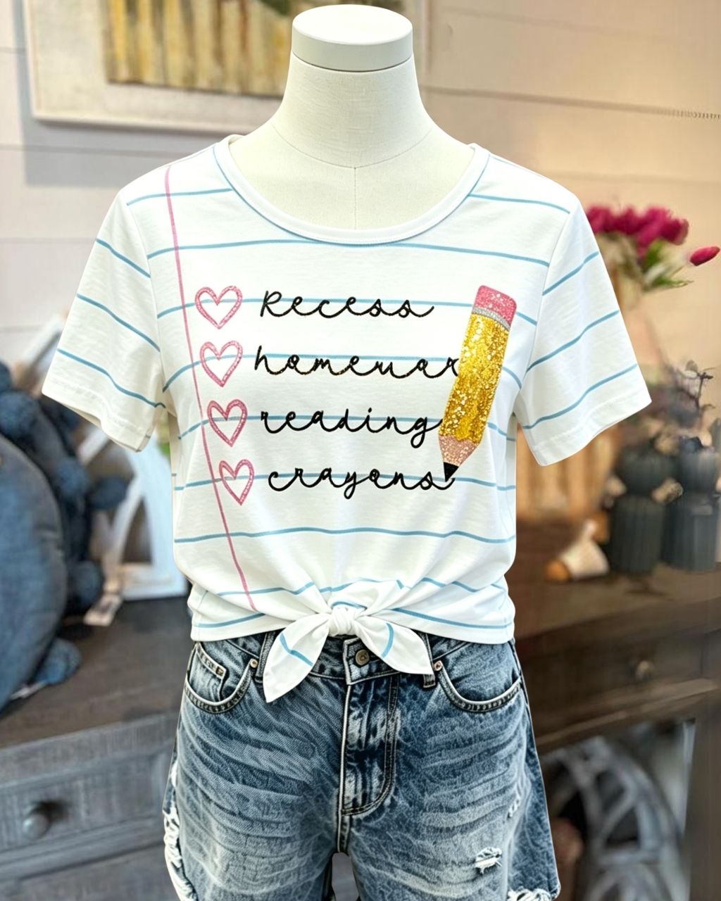 Pencil Glitter Heart Tee