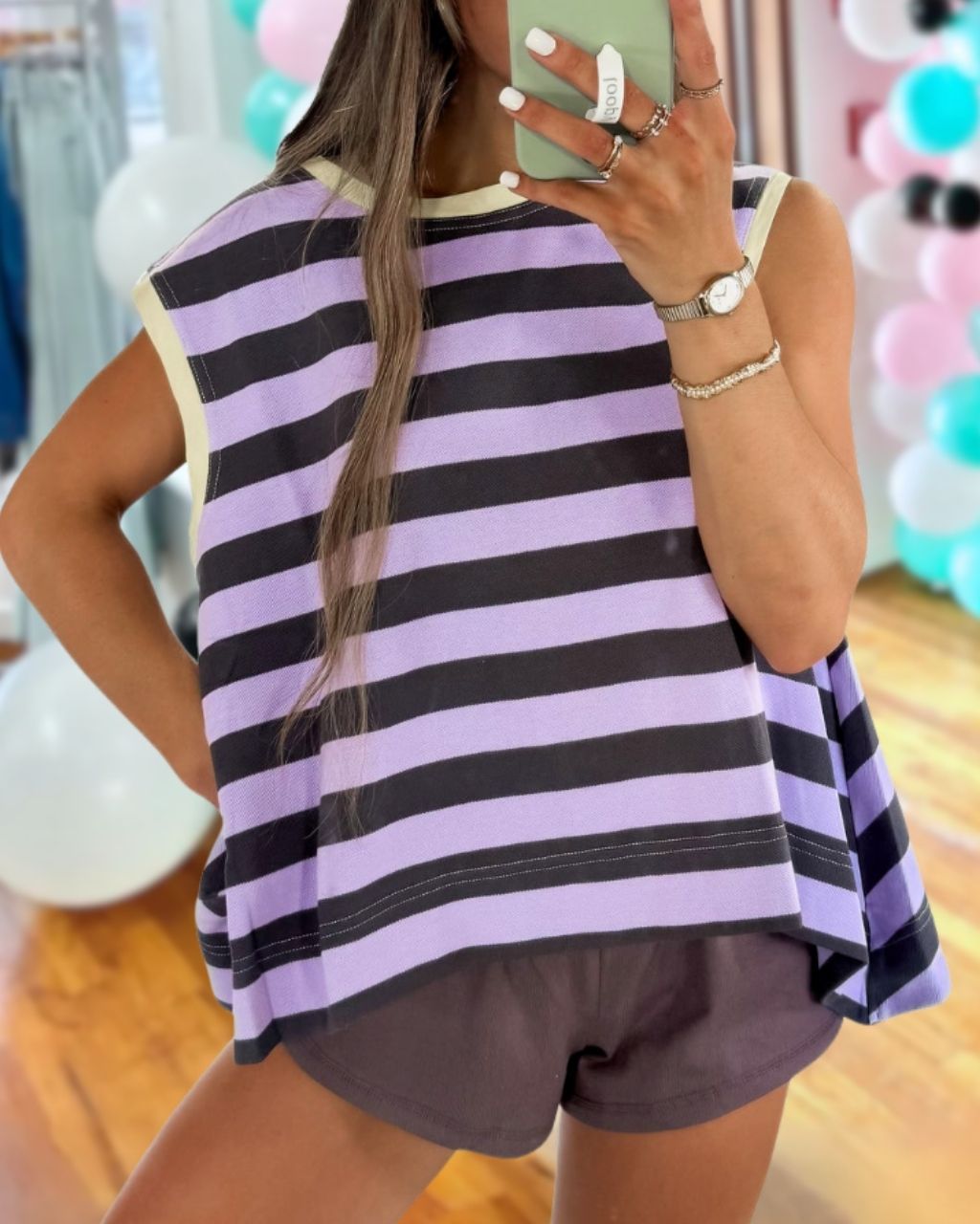 Striped Sleeveless Crewneck Top