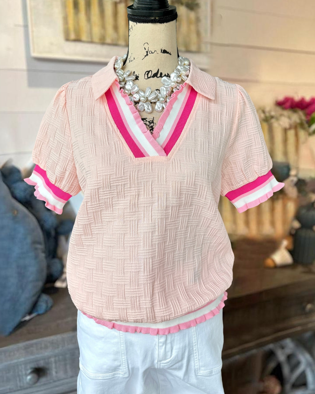 Elegant Textured Collar Top