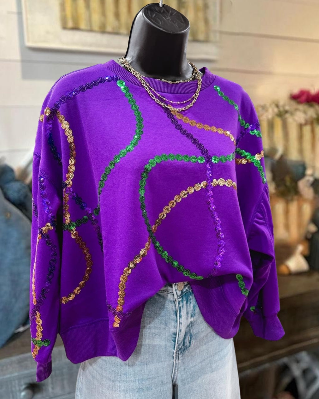 Sequined Wave Pattern Carnival Top