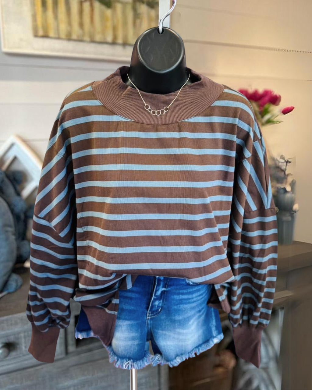 Fall Stripe Oversized Sweatshirt