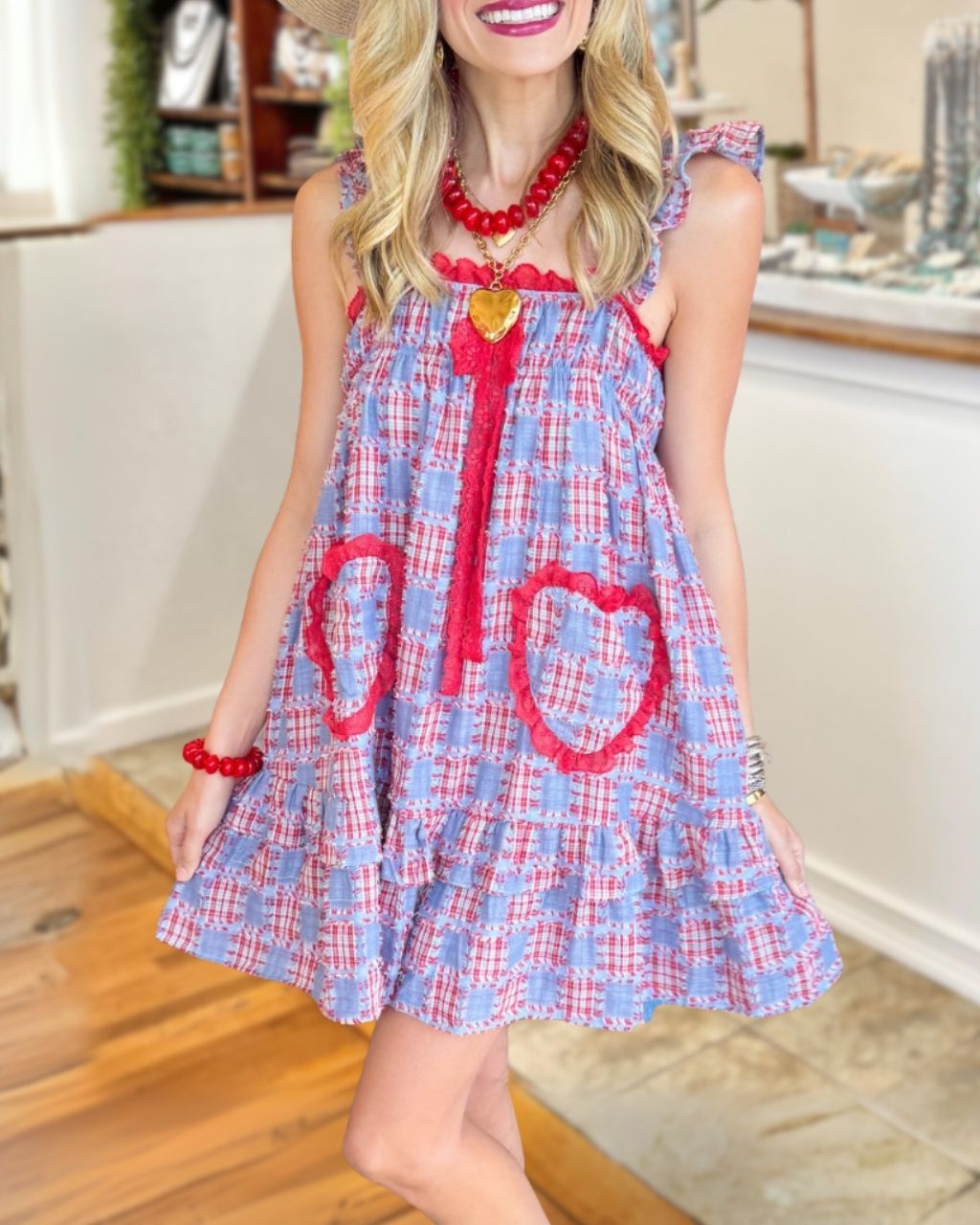 Plaid Patchwork Ruffle Mini Dress