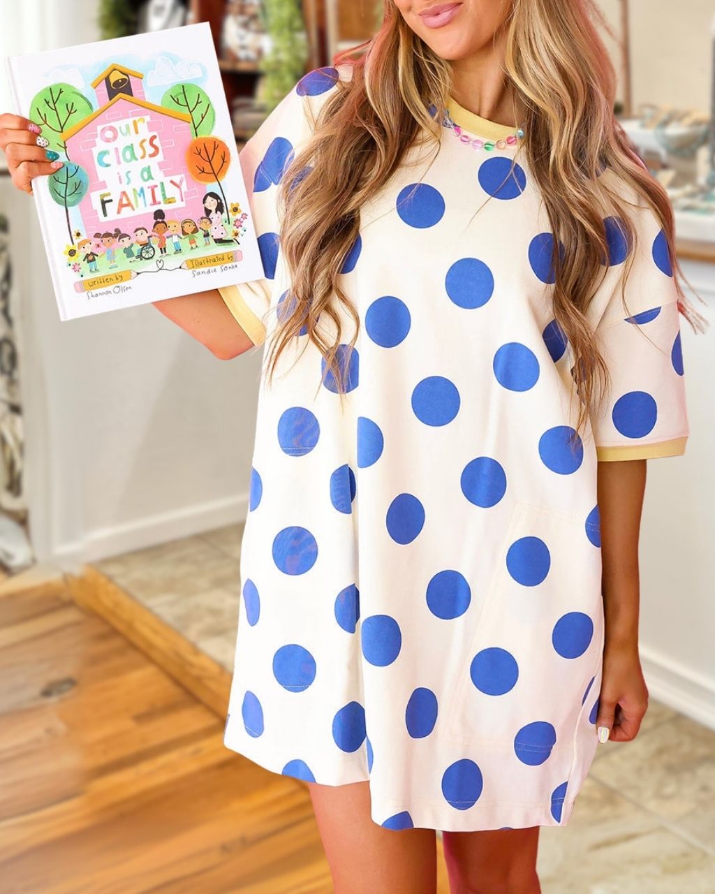 Simple Polka-Dot T-Shirt Dress