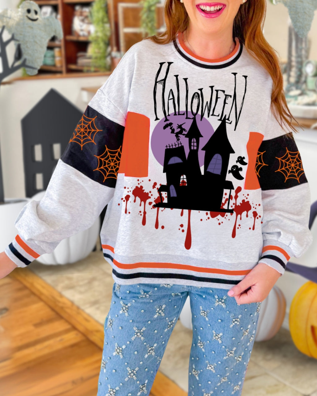 Halloween Spooky Castle Graphic Sweatshirt