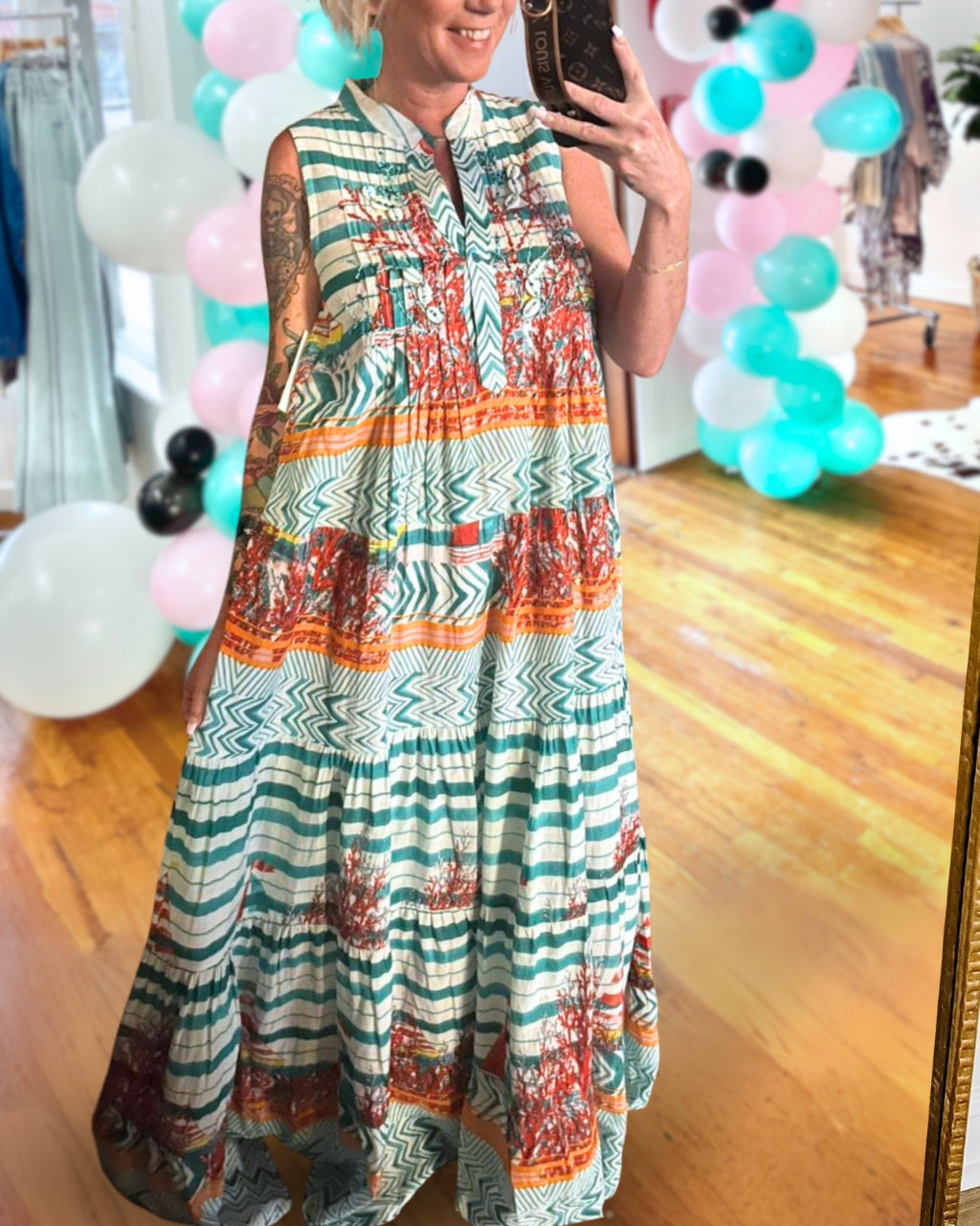 Special Striped Satin Maxi Dress