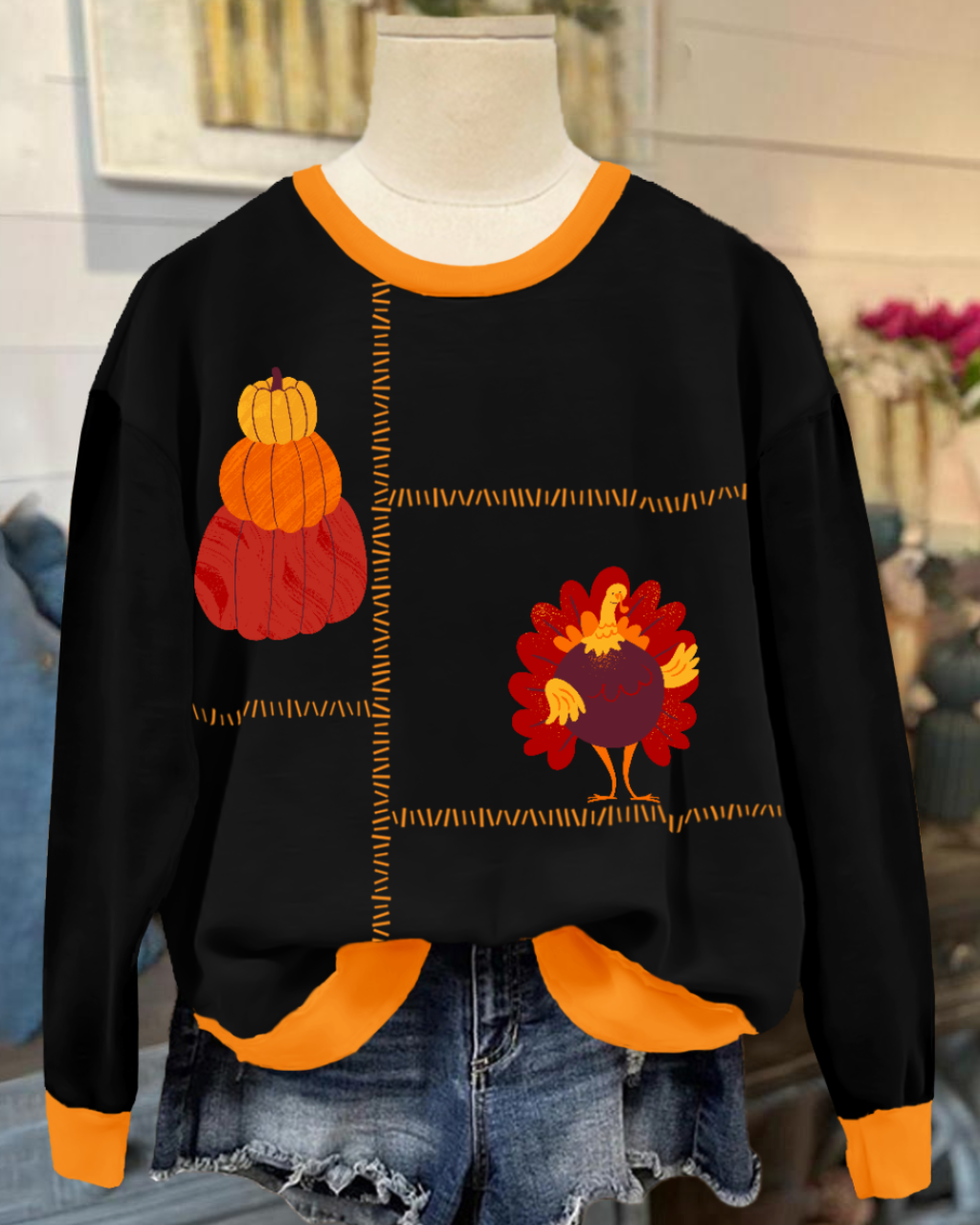 Playful Pumpkin Turkey Sweatshirt