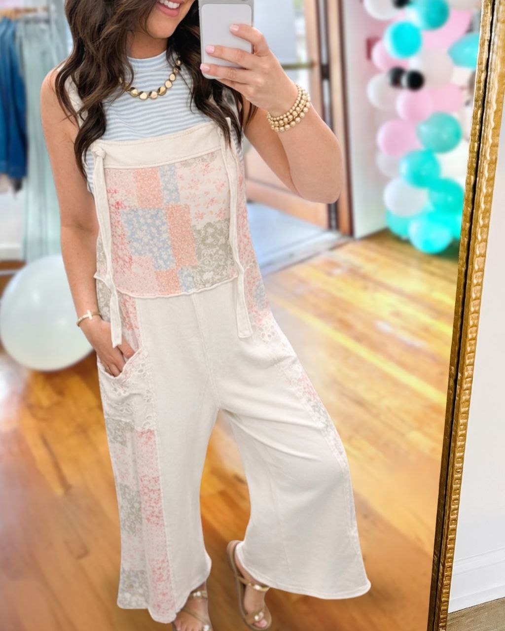 Retro Patchwork Floral Jumpsuit
