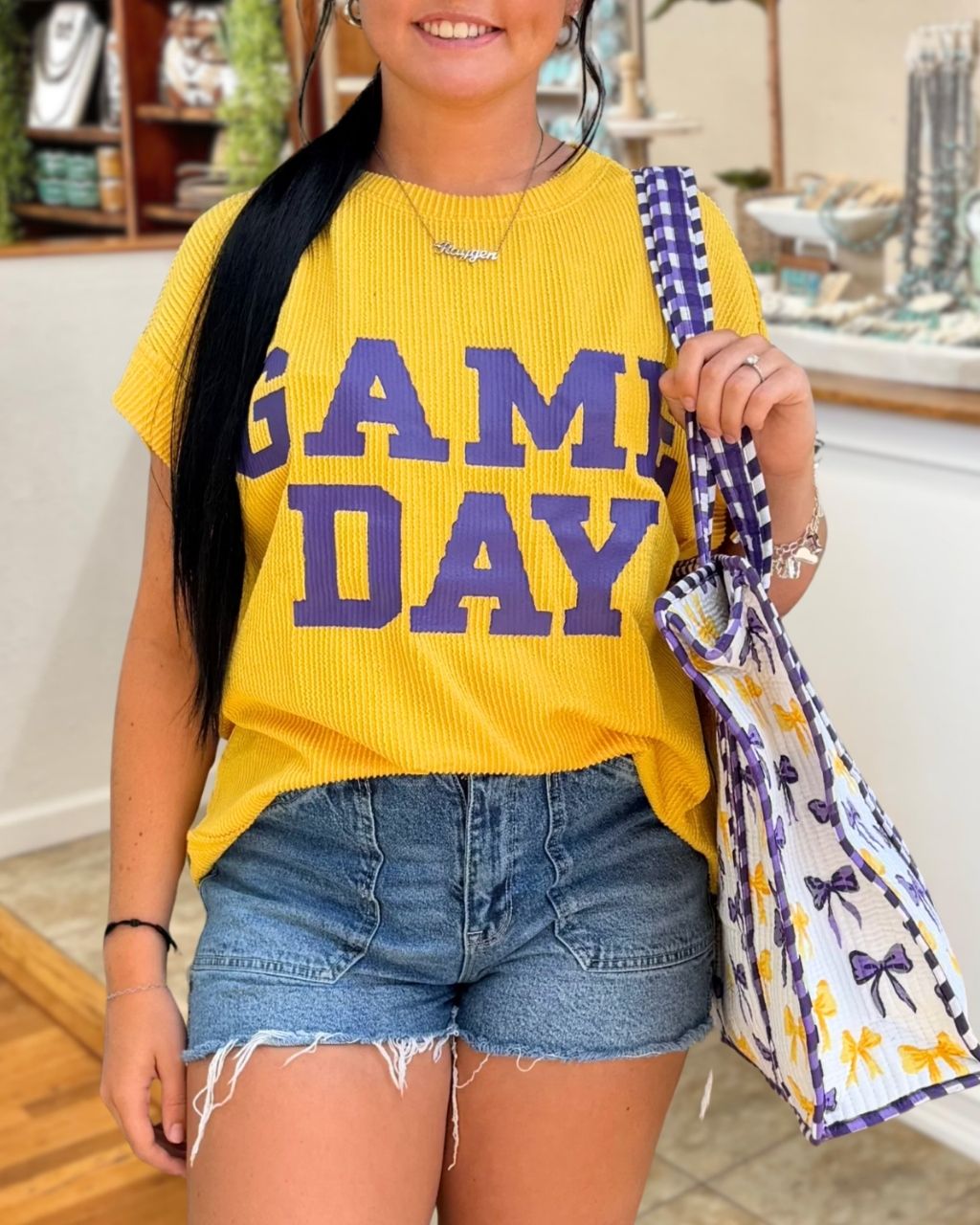 Ribbed-texture Game Day T-shirt