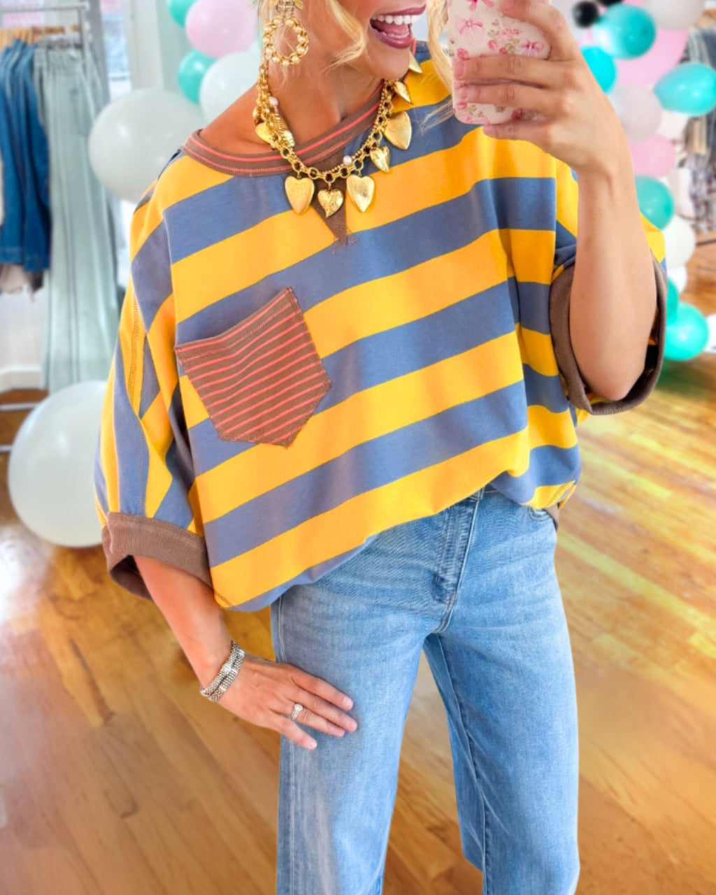 Stripe Pocket Relaxed Tee