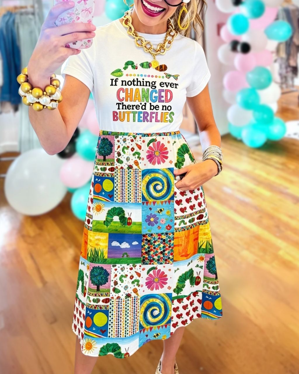 Chic Mixed Pattern Dress