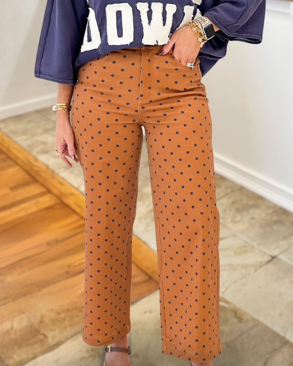 Stylish High Waisted Polka Dot Pants