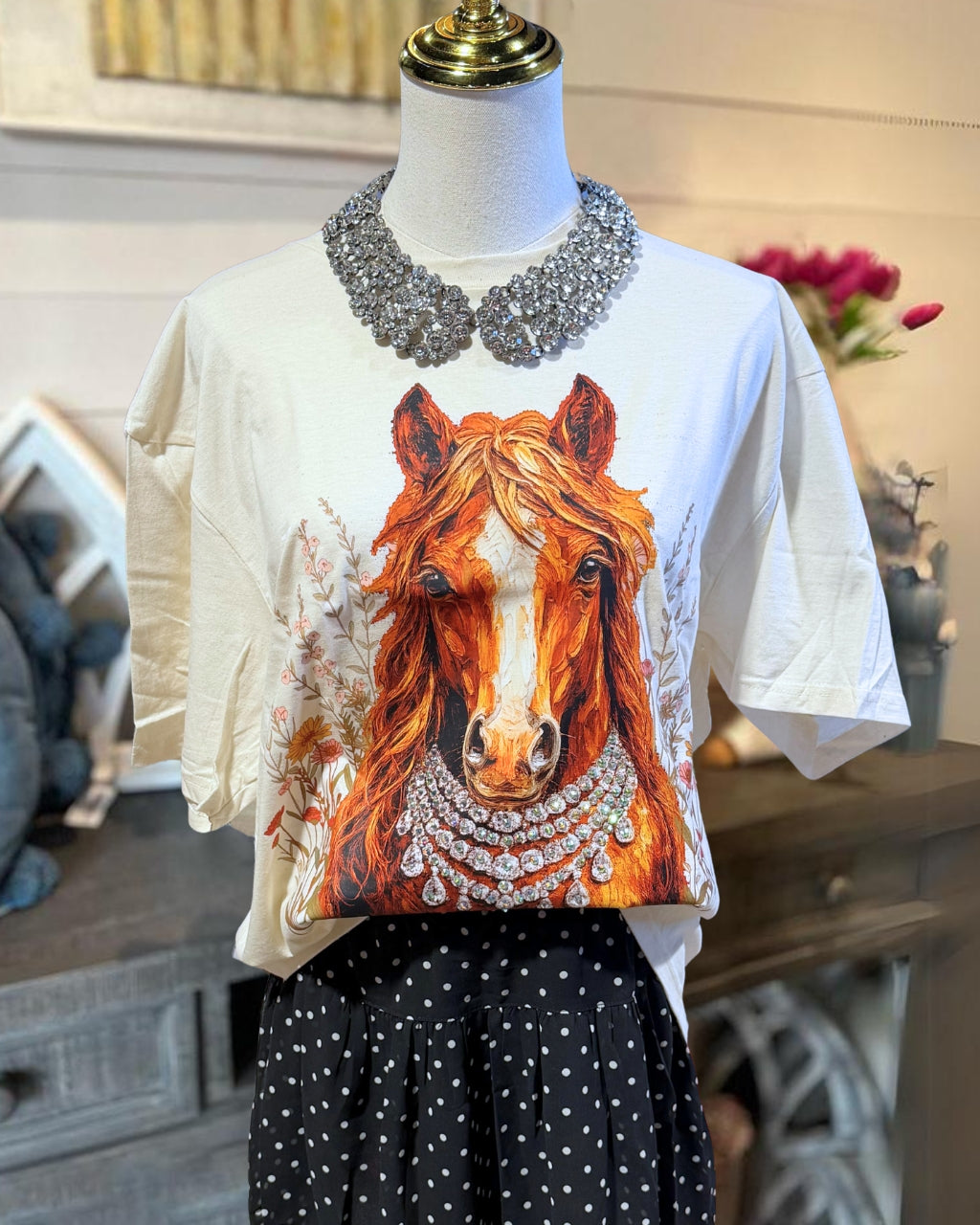 Crystal Horse Rhinestone T-shirt
