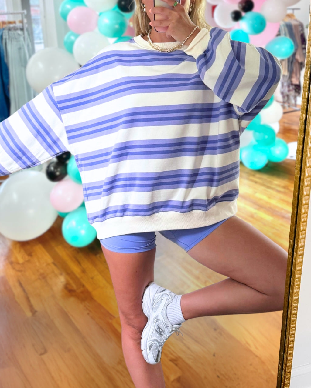 Playful Casual Striped Terry Sweatshirt