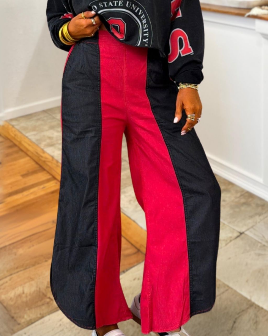 Loose Fitting Color Blocked Pants