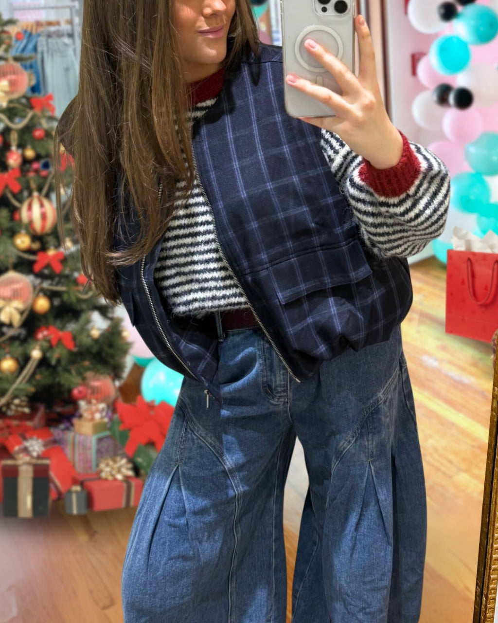 Simple Plaid Vest Jacket