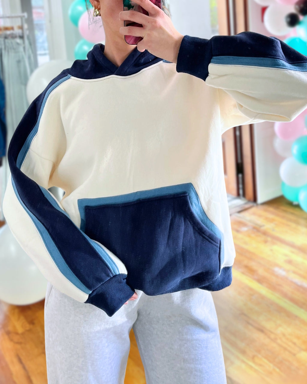 Casual Cozy Colorblock Hoodie