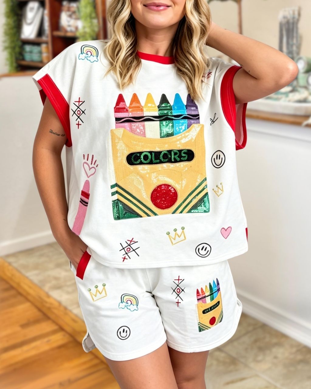 Crayon Sequined Shorts Set
