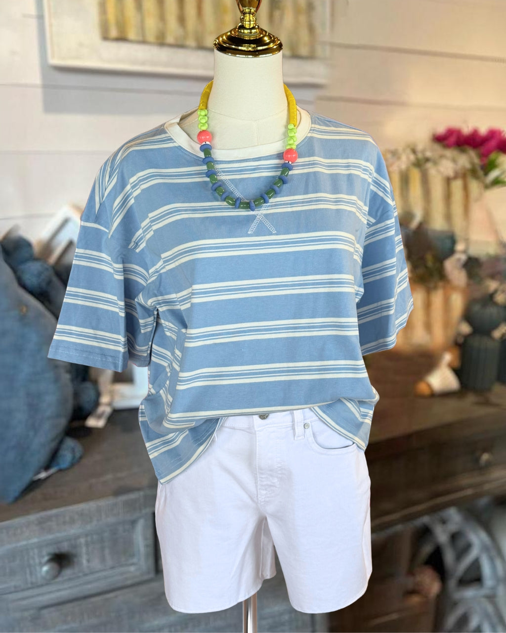 Casual Striped Crew Neck T-shirt